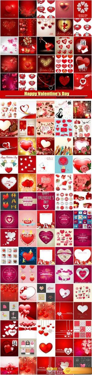 Big collection of vector festive Valentine’s Day