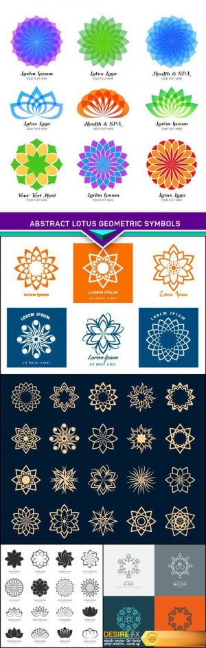 Abstract lotus geometric symbols 5X EPS