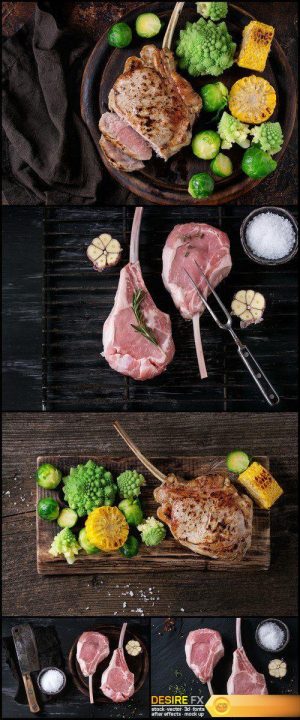 Grilled veal steak with vegetables 5X JPEG