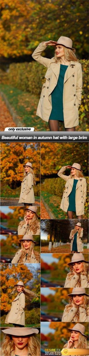 Beautiful woman in autumn hat with large brim – 10 UHQ JPEG