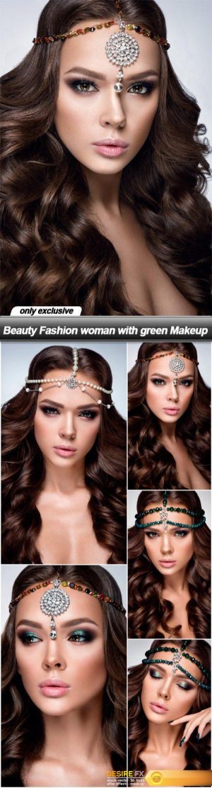 Beauty Fashion woman with green Makeup – 5 UHQ JPEG