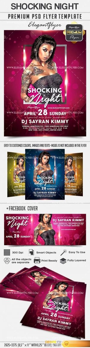 Shocking Night – Flyer PSD Template + Facebook Cover