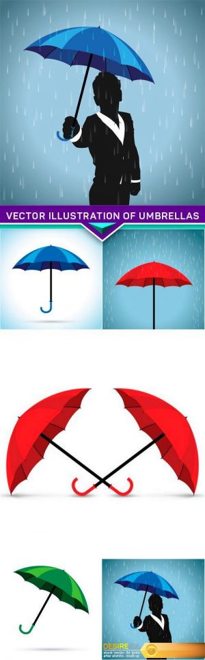 Vector illustration of umbrellas 5X EPS