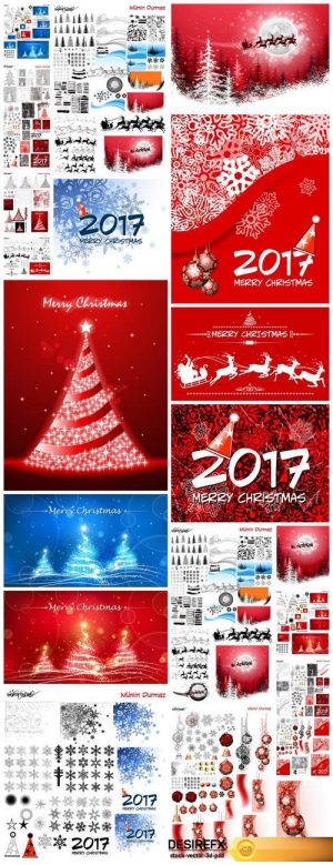 Collection New Year Christmas tree sketch 20X EPS