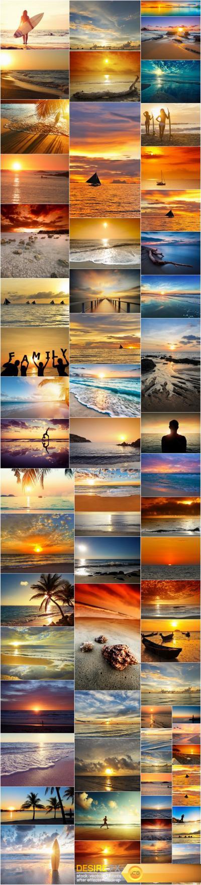 Beautiful Sunset and Sunrise at Beach – Set of 66xUHQ JPEG Professional Stock Images