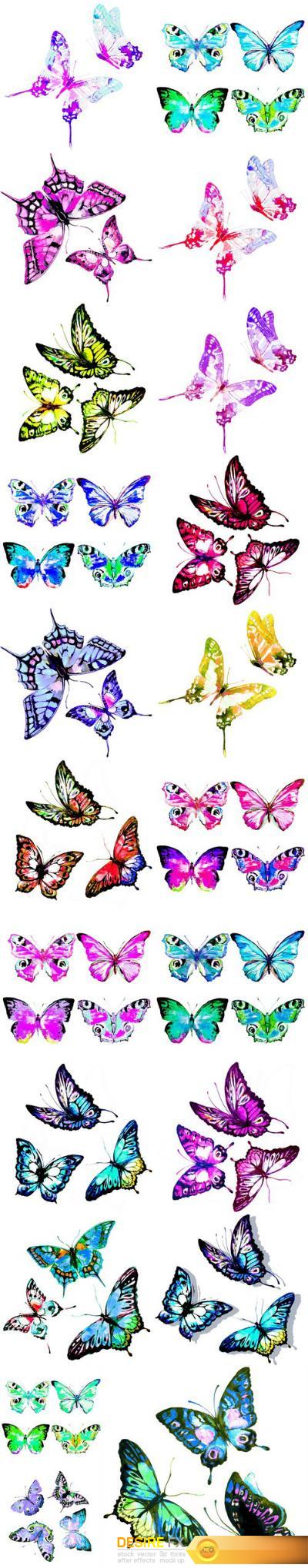 Beautiful watercolor butterflies – 21xUHQ JPEG