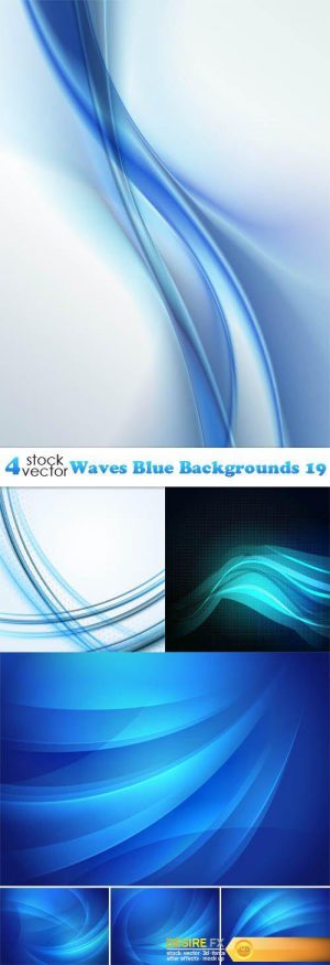 Vectors – Waves Blue Backgrounds 19
