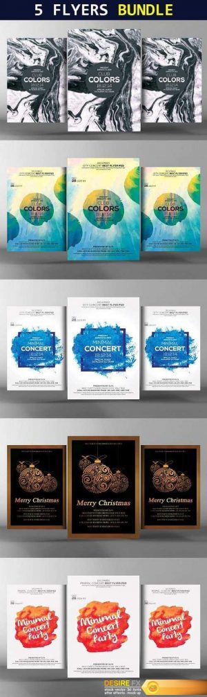 5 Hipster Party Flyers Bundle – 1317320