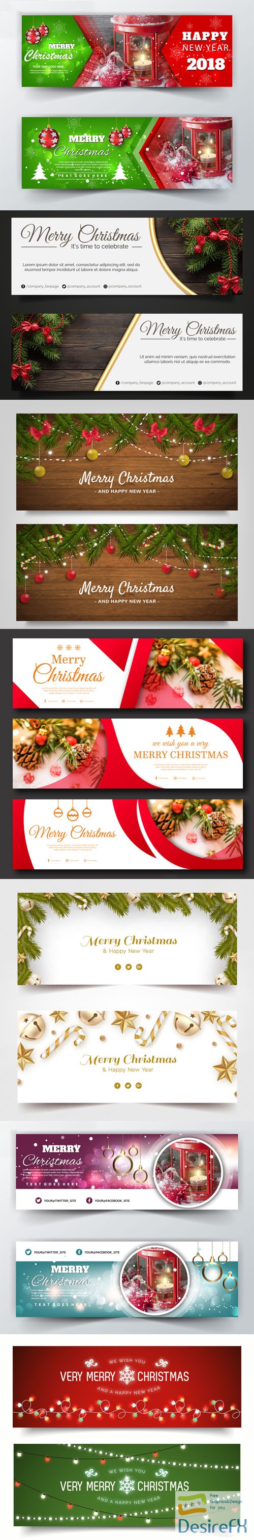 Download 7 Merry Christmas Holiday Banners Collection in Vector ...