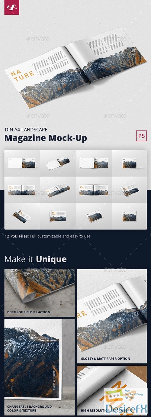 Download Download Magazine Mockup - A4 Landscape - 19845159 | DesireFX.COM