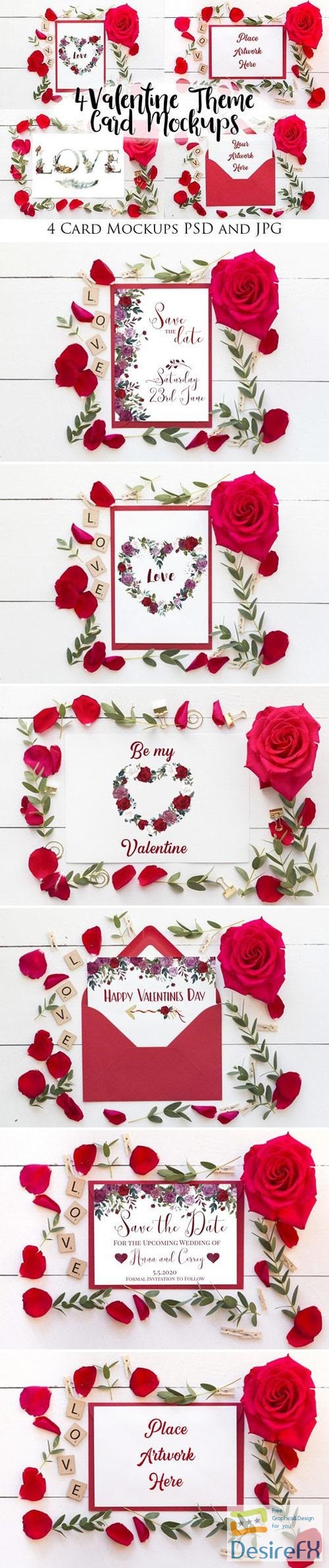 Download 4 Valentine Theme Card Mockups 2204991 - DesireFX.COM