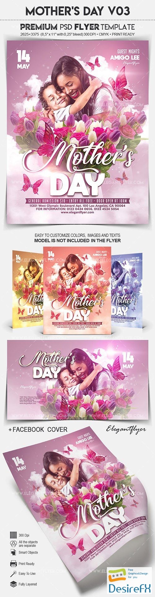 Mothers Day V03 – Flyer PSD Template + Facebook Cover