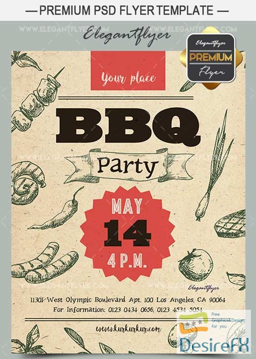 BBQ Party V3 2018 Premium Flyer PSD Template + Facebook Cover