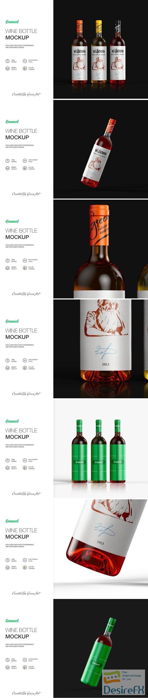 Clear Glass Bottle With Wine-Mockup - 2422440