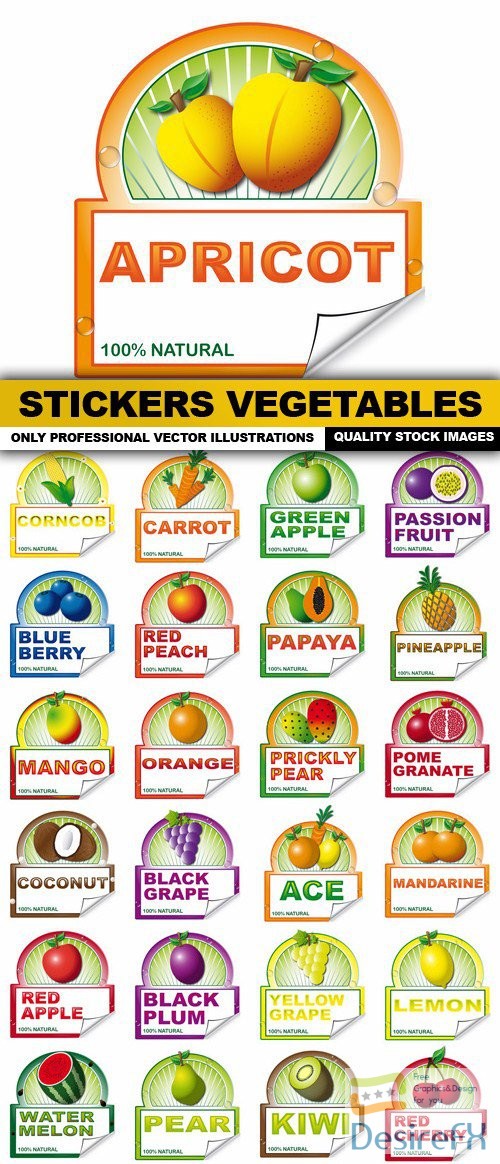 Stickers Vegetables - 25 Vector