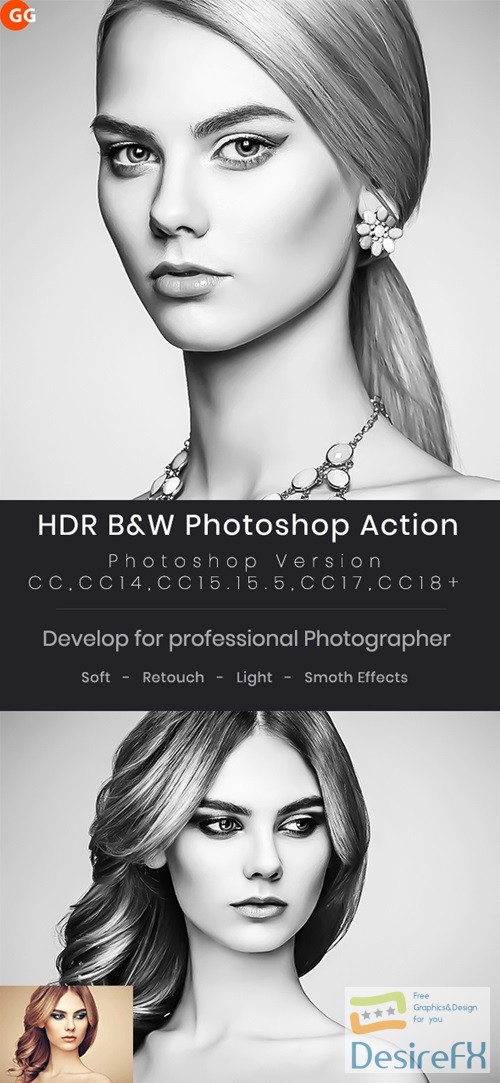 Download 10 HDR B&W Photoshop Action 22425481 - DesireFX.COM