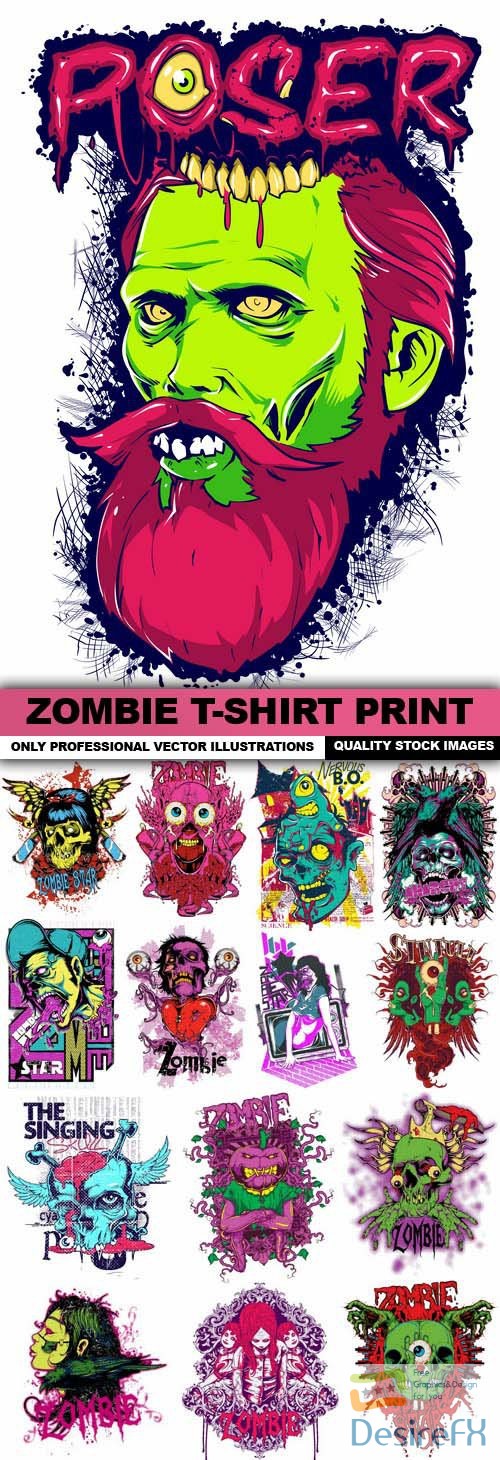 Download Zombie T-Shirt Print - 15 Vector - DesireFX.COM