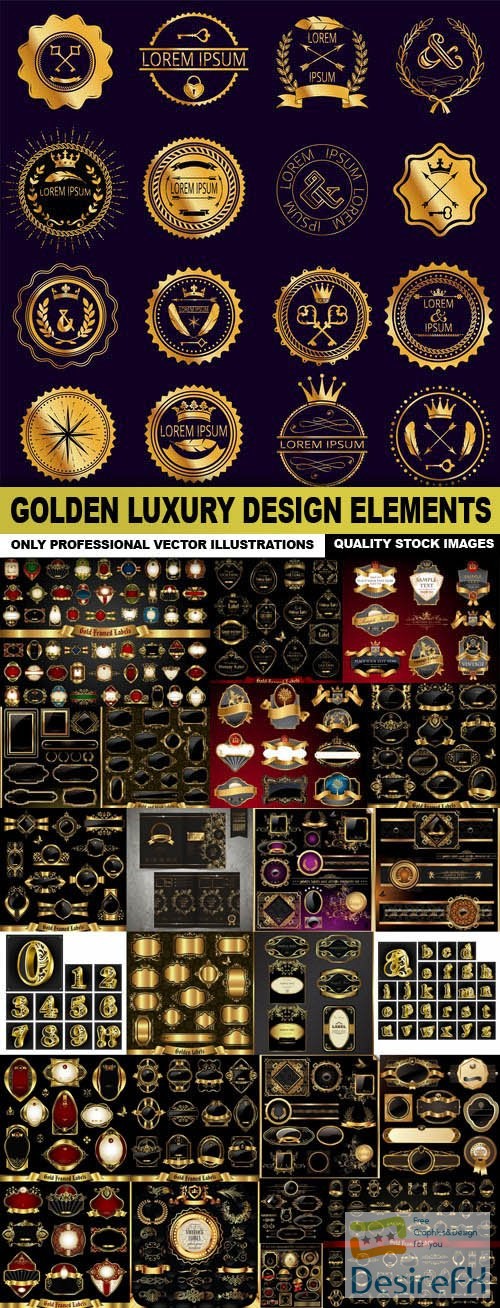 Golden Luxury Design Elements - 25 Vector