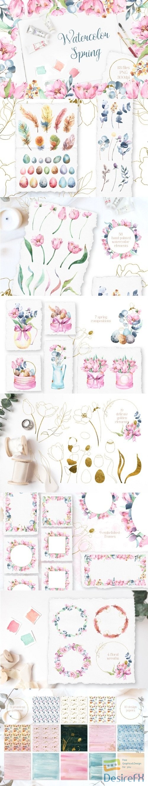 Download Watercolor Spring floral collection - DesireFX.COM