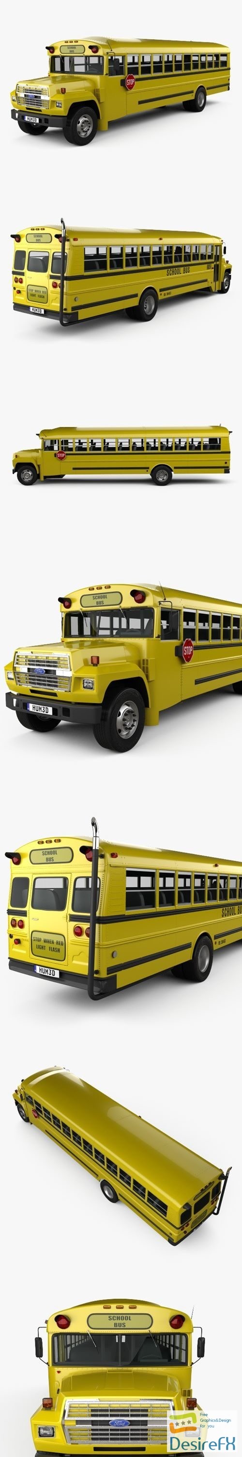Ford B-700 Thomas Conventional School Bus 1984 3D Model