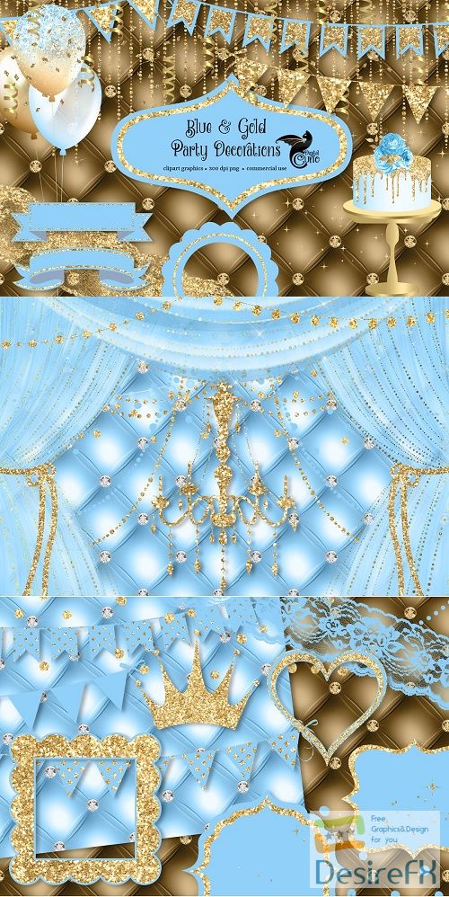 Download Blue and Gold Party Decorations - 4678900 | DesireFX.COM