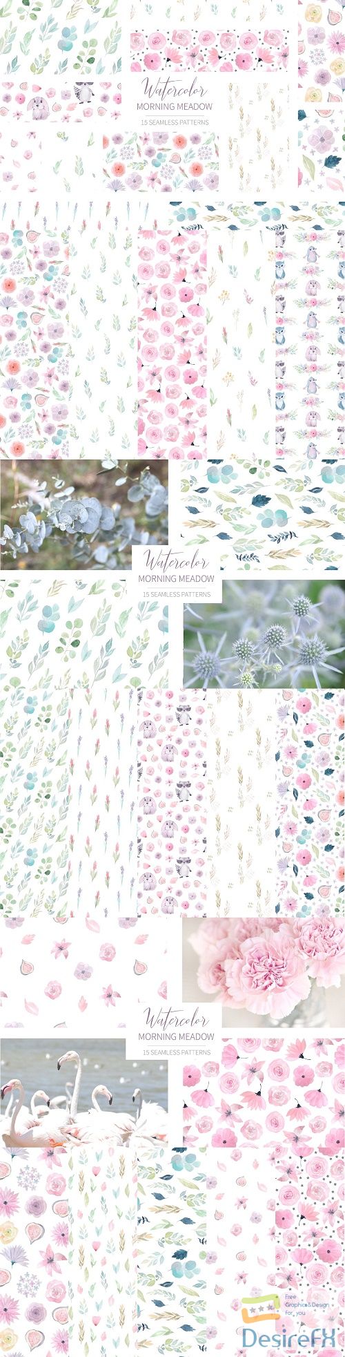 15 Morning Meadow Seamless Patterns - 2363127