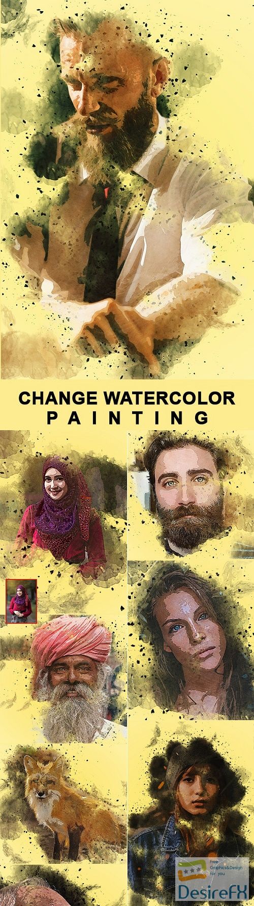 Change Watercolor Painting Photoshop Action 25748479