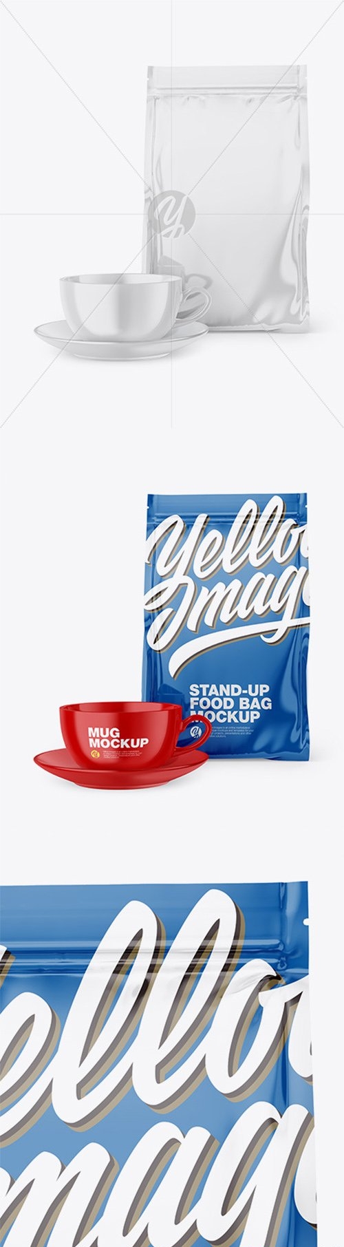 Download Download Glossy Stand-Up Bag with Coffee Mug Mockup 66632 ...