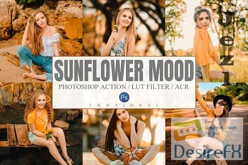 Download Sunflower Mood Photoshop Actions ACR LUT Presets DesireFX COM