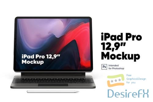 iPad Pro 12,9" with Keyboard Mockup PSD