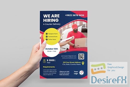 Download Courier Job Hiring Flyer PSD - DesireFX.COM