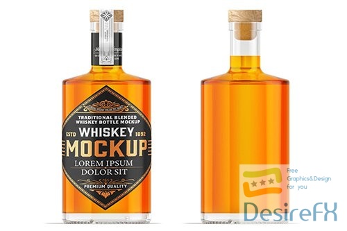 Whiskey Glass Bottle Mockup PSD