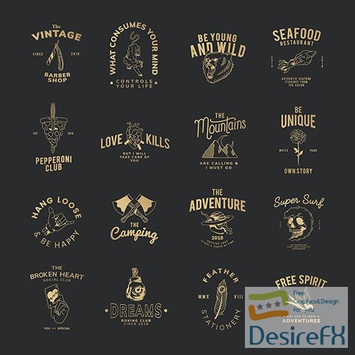 Download Motivational vintage badge set logo vector - DesireFX.COM