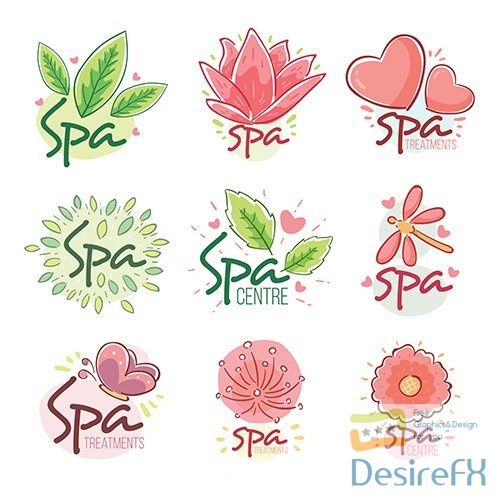 Set of spa center logos flat style
