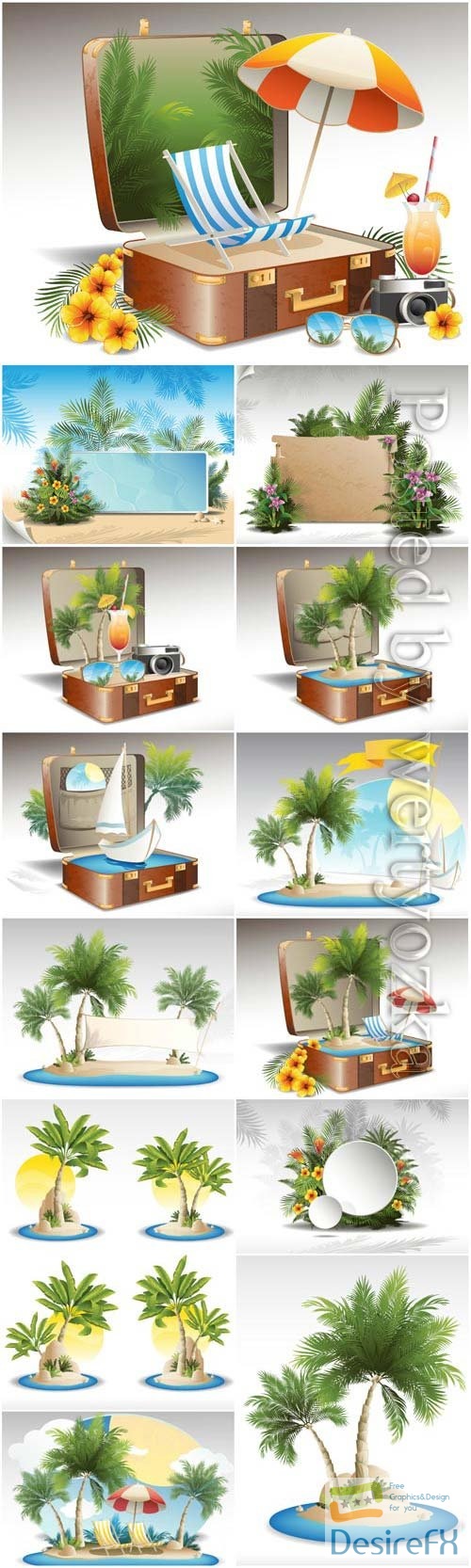 Summer and vacation concept, palms and cocktails stock photo