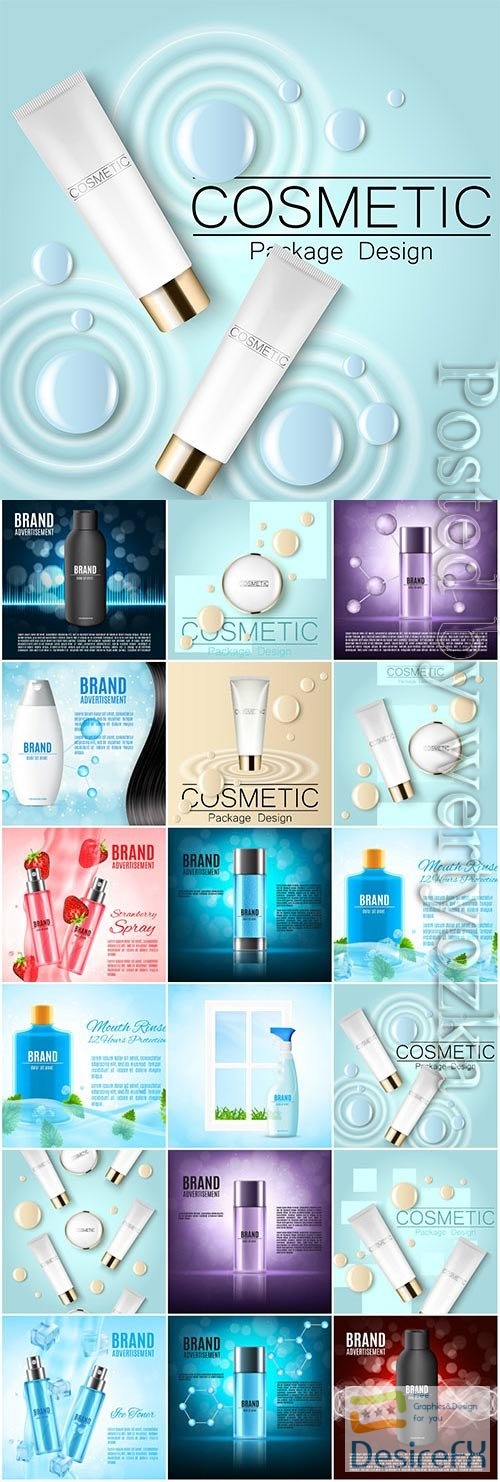 Cosmetic package design in vector