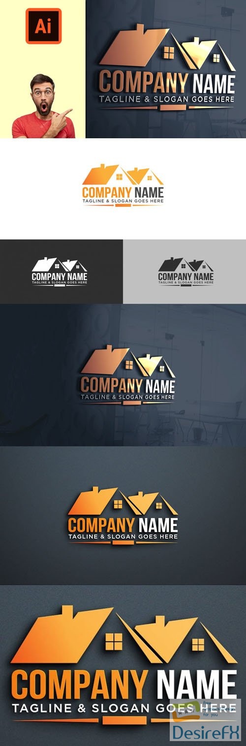 Construction Company Logo Design Template for Illustrator