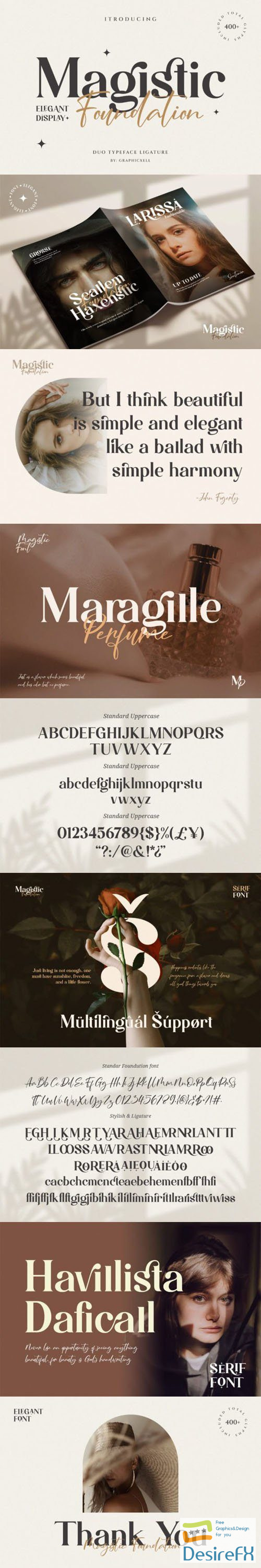 Magistic Foundation Display Font - Duo Typeface Ligature (Script & Serif)