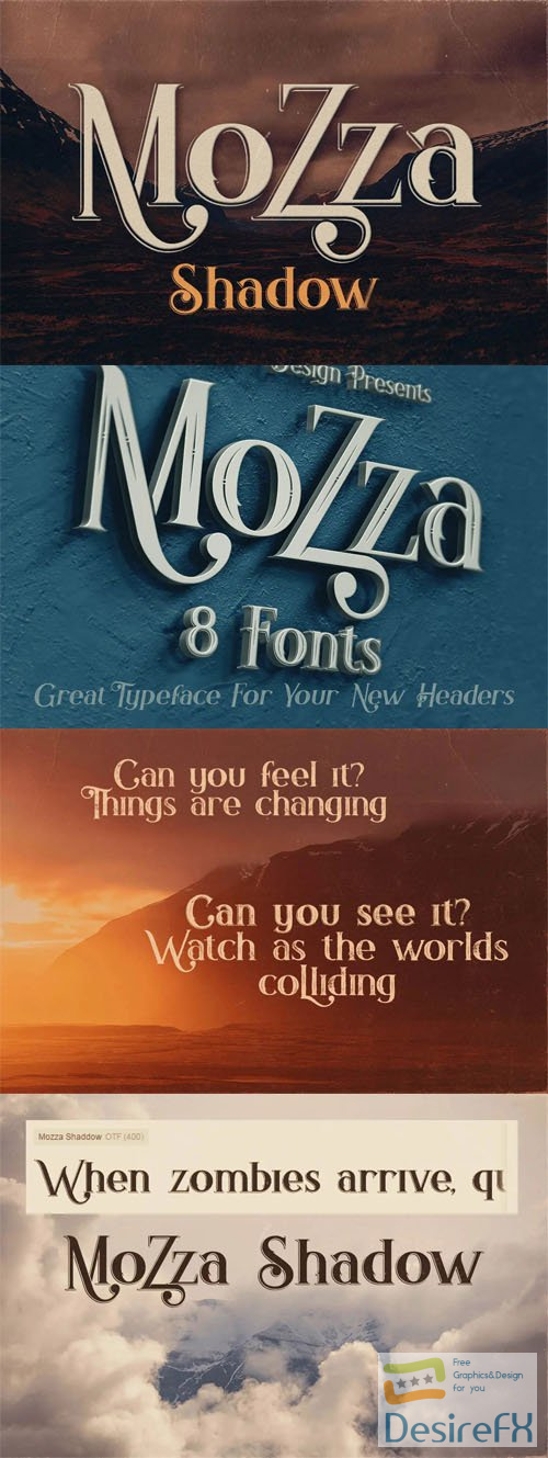 Mozza Shadow - Vintage Style Font