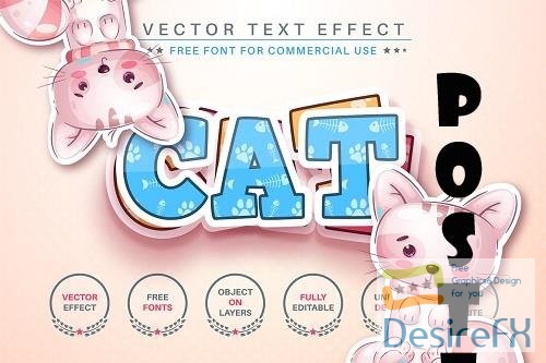 Cat Sticker - Editable Text Effect - 6996327