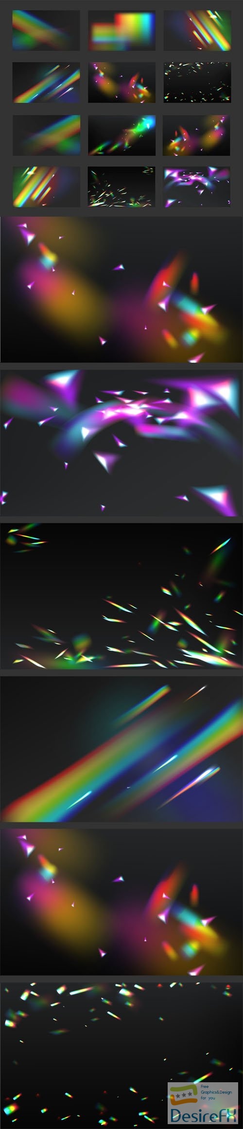 12 Rainbow Light Effects - Vector Backgrounds Collection