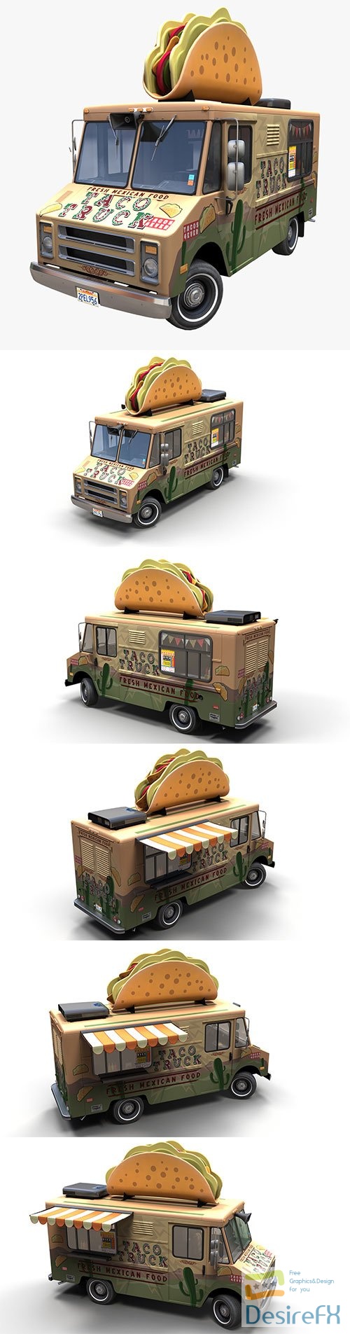 3D Taco Foodtruck PBR 3D Model