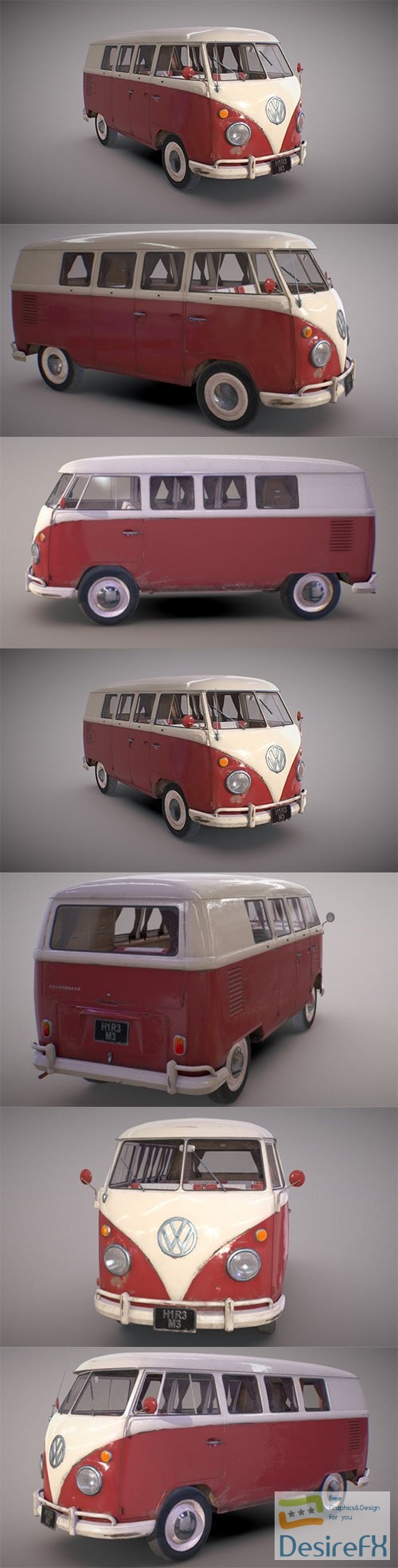 Combi Volkswagen Transporter T1 3D Model