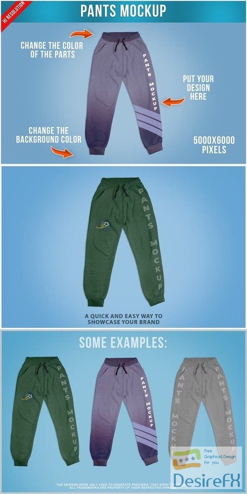 Pants Mockup Front View Template