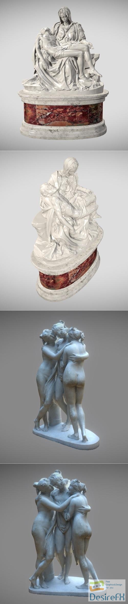 Pieta by Michelangelo and The Three Graces – 3D Print