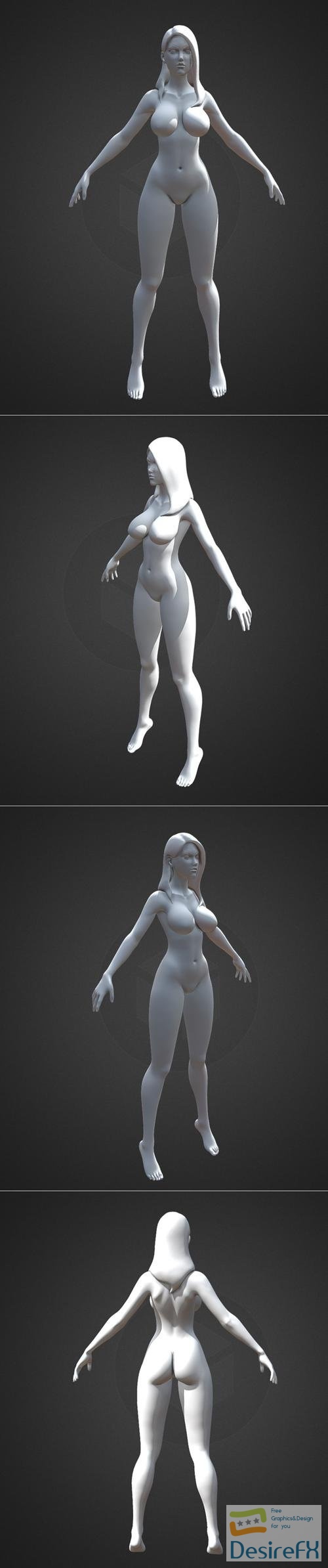 Stylized Female Large Breasts Highpoly version – 3D Print