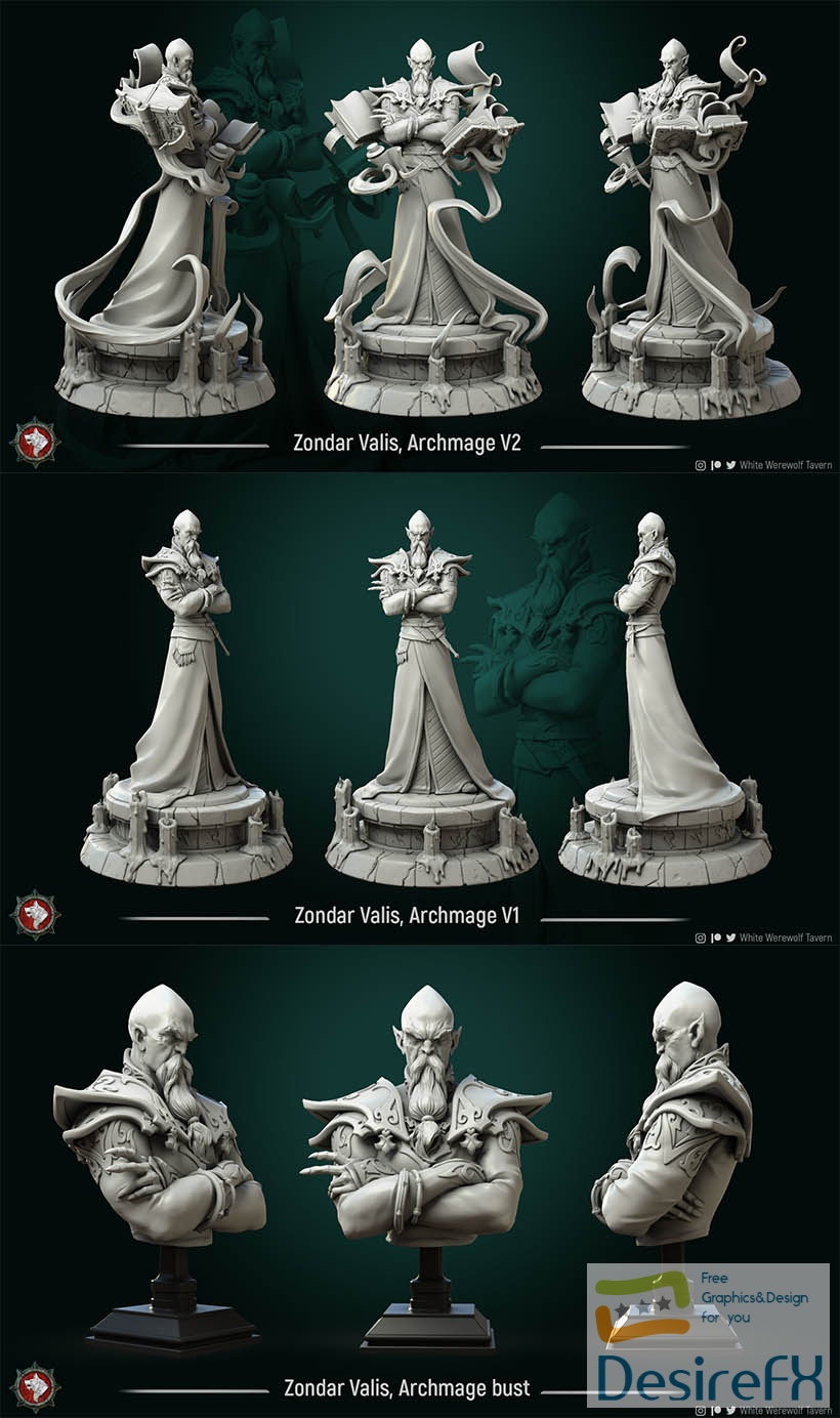 Download White Wherewolf Tavern Archmage 3D Print - DesireFX.COM