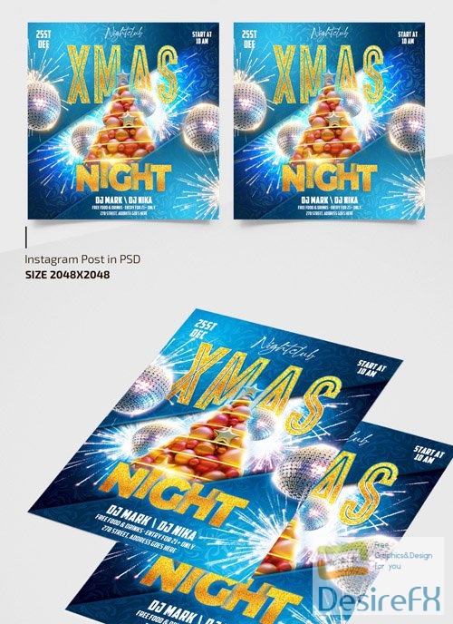 CHRISTMAS PARTY TEMPLATE + INSTAGRAM POST (PSD)