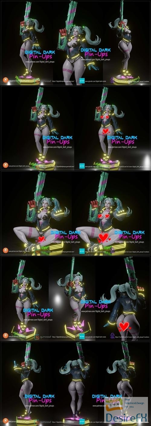 3D Model – Digital Dark Pin-Ups – Samurai girl