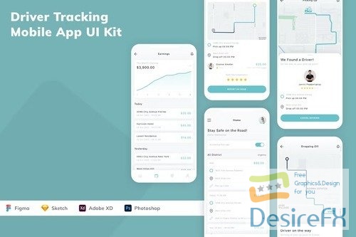Driver Tracking Mobile App UI Kit